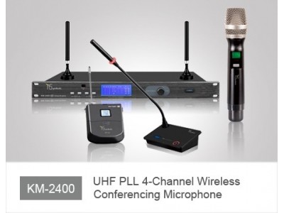 Buy UHF PLL 4 Channel Wireless Conferencing Microphone Handheld KM-2400 at wholesale prices