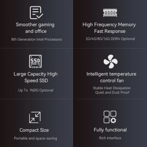 Intel Core I5 7200U Black Mini Computer With DDR3L 16GB RAM Single LAN For