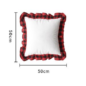 Sublimation Pillow Covers Blanks Heat Transfer Printed Plaid With Ruffled Lace