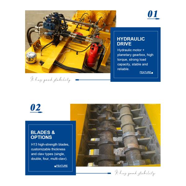 Hydraulic Type Scrap Bicycle Car Motor Tyre Two Shaft Metal Shredder Machine Scrap Metal Recycling Shredder