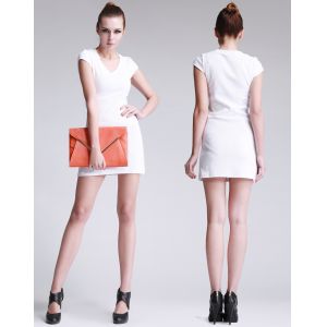 Cotton Black Short Flared Dresses , Custom Summer Slim Dress