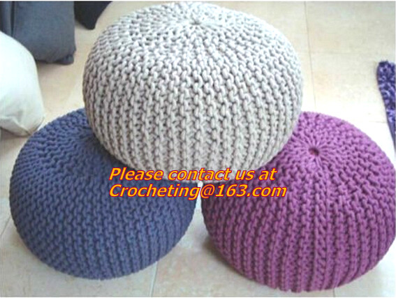 Buy Middle size cotton crochet floor pouffe crochet pouf hassock Ottoman Floor Cushion at wholesale prices