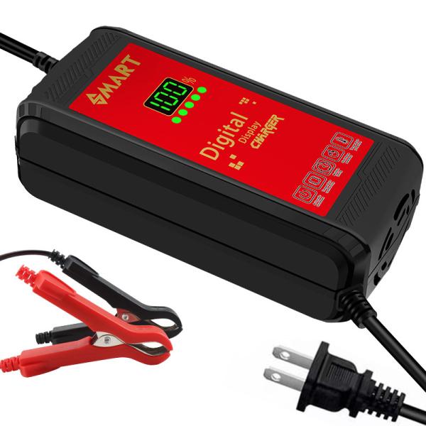 12V/24V 10A Quick Charging Car Battery and Motorcycle Charger with Intelligent
