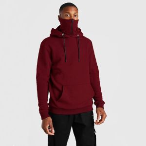 OEM 65% Cotton Streetwear Pullover Hoodies Embroidery With Facemask