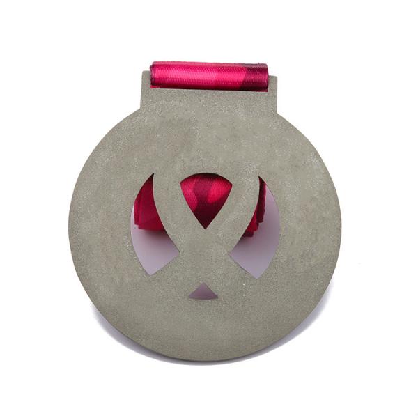 Zinc Alloy Custom Metal Medals For Marathon Running Sport Colorful Ribbon