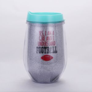 300ml Double-layer Egg-shaped Plastic Cup With U-shaped Straw Comes With Straw