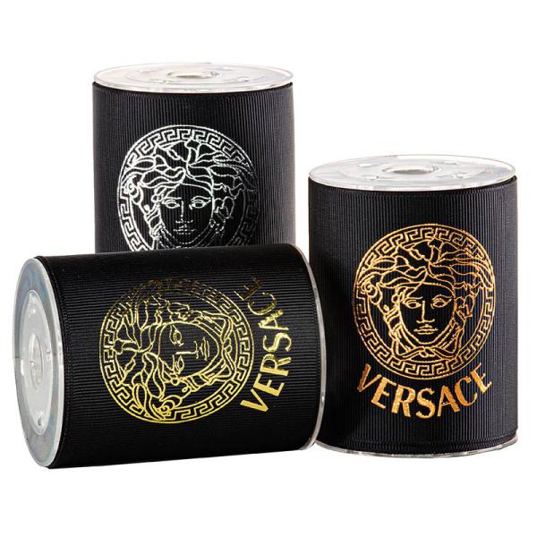 Buy Black Foil Gold Versace Fragrance Packaging 75mm Grosgrain Ribbon at wholesale prices