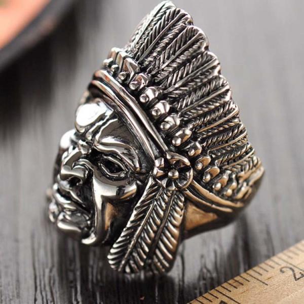 Thail Sterling Silver Indian Vintage Style Men's Ring (R6030810)