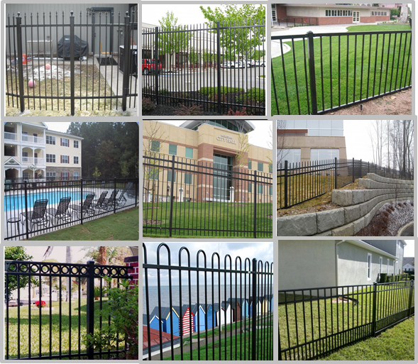 Multi Function Black Steel Fence Steel Garden Fencing For Park / Apartment