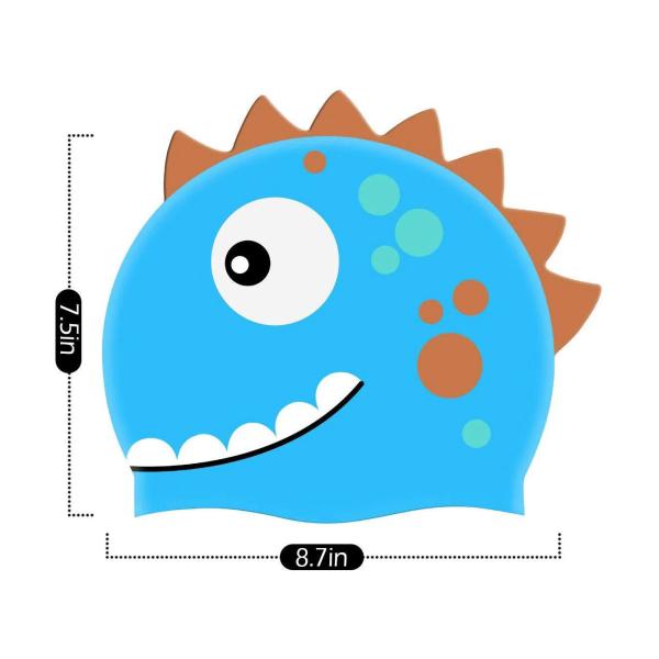 Cute Cartoon Design Silicone Swimming Hats Waterproof For Boys Girls