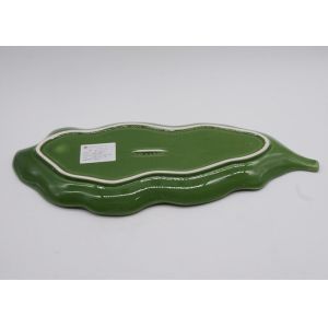 Earthenware Fresh Green Leaf Platter Ceramic Dolomite Foliage Shape Plates