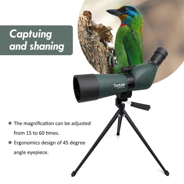 15-45x60 Zoom Monocular Bak4 Waterproof Spotting Scopes Hunting Bird Watching