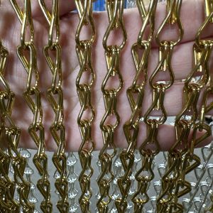 China Custom Size Decorative Golden Aluminum Metal Mesh Shower Ceiling Wall Room Curtain on sale