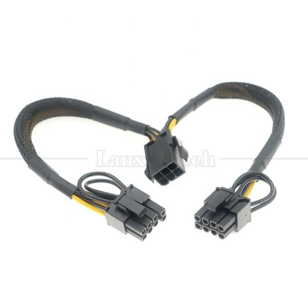 Buy Sleeved 18AWG Pure Cooper Y Splitter 6 Pin to Dual 8 Pin 6+2 PCI Express Power Adapter Extension PCIe Cable for GPU at wholesale prices