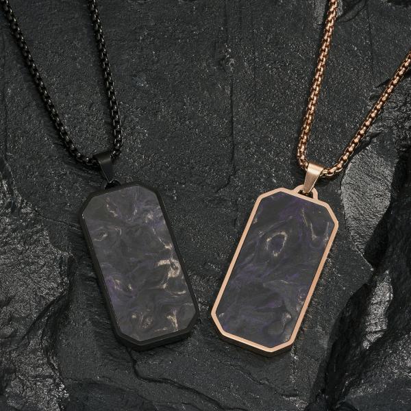 New Launched Men's Forged Carton Fiber Custom Pendant Stainless Steel Jewelry 14k Gold Necklace for men