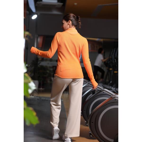 Quarter Zip Long Sleeve Tops With Mock Neck Striped Pattern