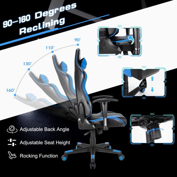 Adjustable Ergonomic Racing Gaming Chair with Lumbar Support and Height Adjustment