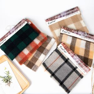 Home Textile 36F Density Plaid Jacquard Sherpa Fleece Fabric for Winter Jacket