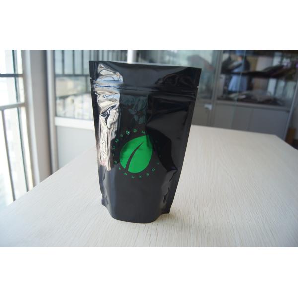 Buy Glossy Black Hot Stamping Aluminium Foil Pouch , k Coffee Bean Packaging at wholesale prices