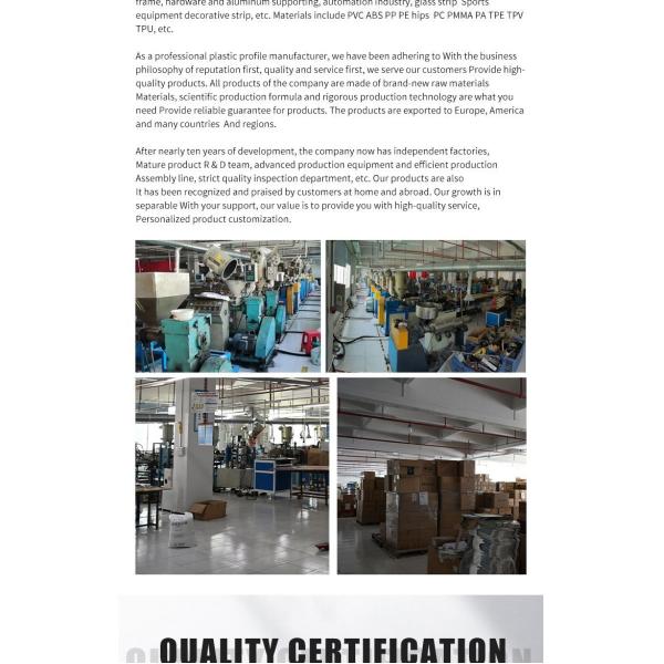 5mm To 1000mm ABS Profile ASA Profile PE Extrusion Plastic Wear Strip Abrasion Resistant