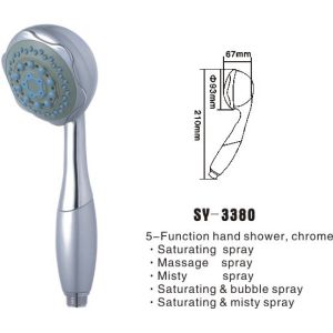 Luxury chromed plastic 5-Function water saving shower head