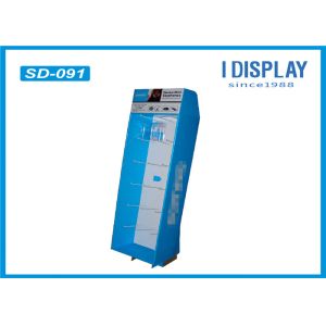 Innovative Corrugated Cardboard Hook Display Stands Blue Color For Phone Case
