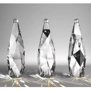 Transparent Rhombus Glass Bottle 350ml 500ml Custom Color Glass Collar Unique