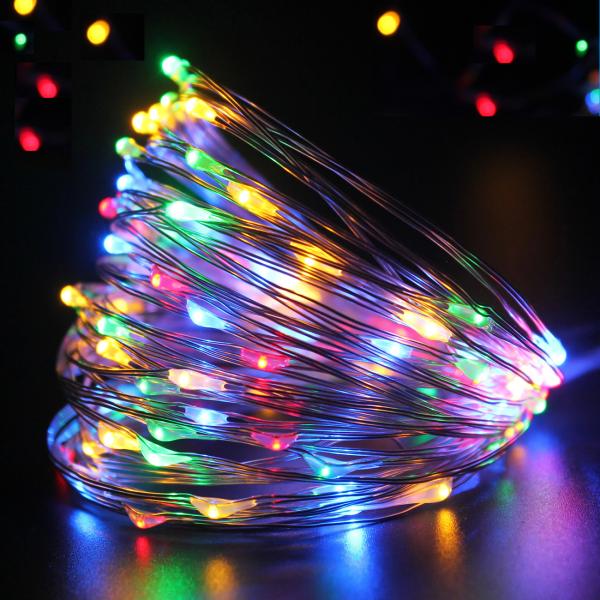 Dimmable Purple Fairy Lights Plug in Super Long Twinkle String Lights with Remote Waterproof for Christmas