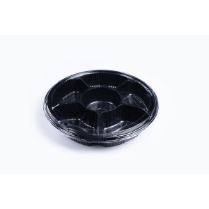 Round Disposable Food Packaging Plastic Sushi Trays with Lid