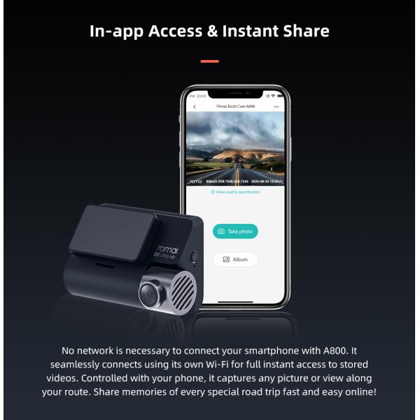 70mai Dash Cam 4K A800 Built-in GPS Cinema-quality Image 24H Parking 70mai 4K Car DVR Cam