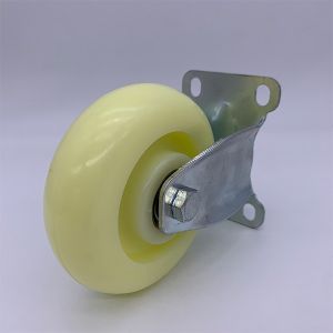 PA White Nylon Wheel Caster 5 Inch Rigid Plate