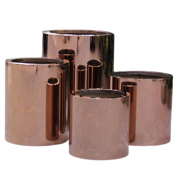 Custom outdoor garden flower pot metal mirrored round planters