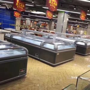 Glass Top Display Chest Deep Island Freezer With Combination Design