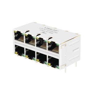 Quality Hanrun HR872405HE Compatible LINK-PP LPJ47403ADNL 10/100 Base-T Yellow/Green Led 2x4 Port RJ45 Magnetic Jack for sale