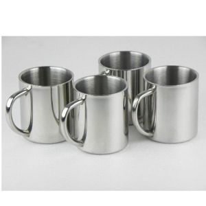 350ml double wall SS coffee mug with handle classical style mirror polishing