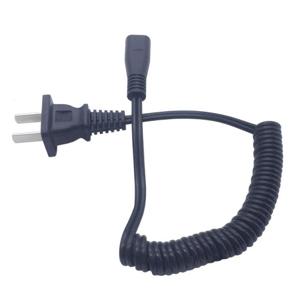 Durable 2pin black power cable for shaver copper power cord