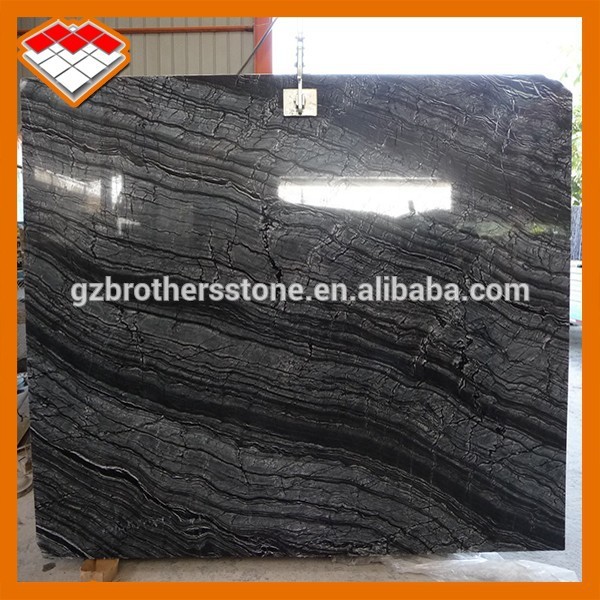 Black Wood Marble Stone Slabs Flooring With 100Mpa Compressive Strength