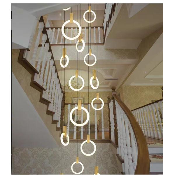 Stair Loft Apartment Duplex Chandeliers Light With Modern Simple Pick For Villa Ring Long Chandeliers 10KG Gold/Custom Design