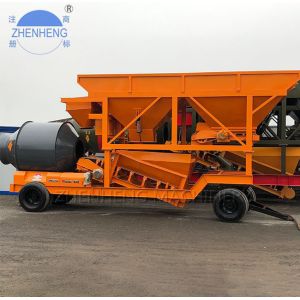 35CBM/Hour YHZM35 Mobile Concrete Batching Plant Easily Move