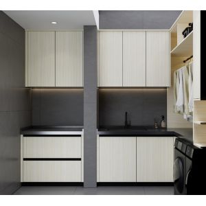 Elegant And Efficient Space Utilization Laundry Room Cupboards Stainless Steel