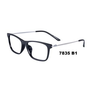 China Unisex Prescription Eyeglass Frames , Metal Temple Plastic Optical Square Frames on sale