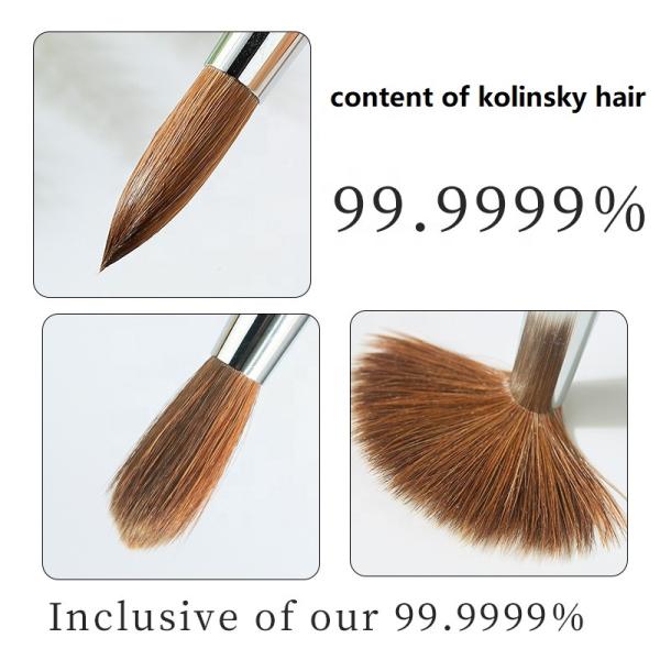Professional Wholesale Superior Art High Quality 11 Different Sizes Custom Kolinsky Acrylic Nail Brush