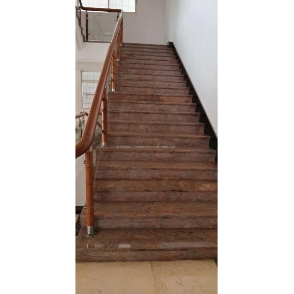 Modern Cut-To-Size Red Granite Stairs and Floor Tiles with Polished Anti Slip Surface
