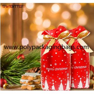 Biodegradable CPE Drawstring Christmas Gift Bags