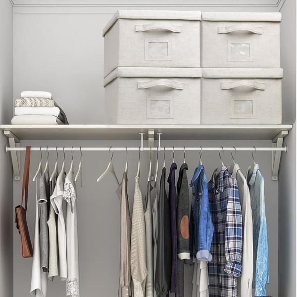 Linen Fabric, Metal Handles Collapsible Stackable Storage Bins With Lids, Packs