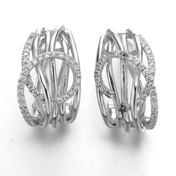 Buy Strip Mosaic Structure 925 Silver CZ Earrings Vivienne Westwood Earrings at wholesale prices