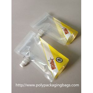 Clear plastic Stand Up Water container pouch with spout W13 x L27cm