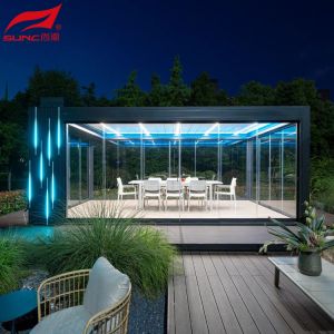 Smart Remote Controlled Aluminum Garden Pergola Waterproof Windproof Gazebo