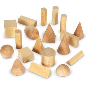 Wood Geometric Solids, Kids Wooden Shapes, Montessori Toys