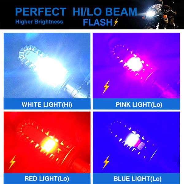 Amber Motorcycle LED Headlight Bulb DC12V Red Blue White H4 Led Bulb Motorcycle